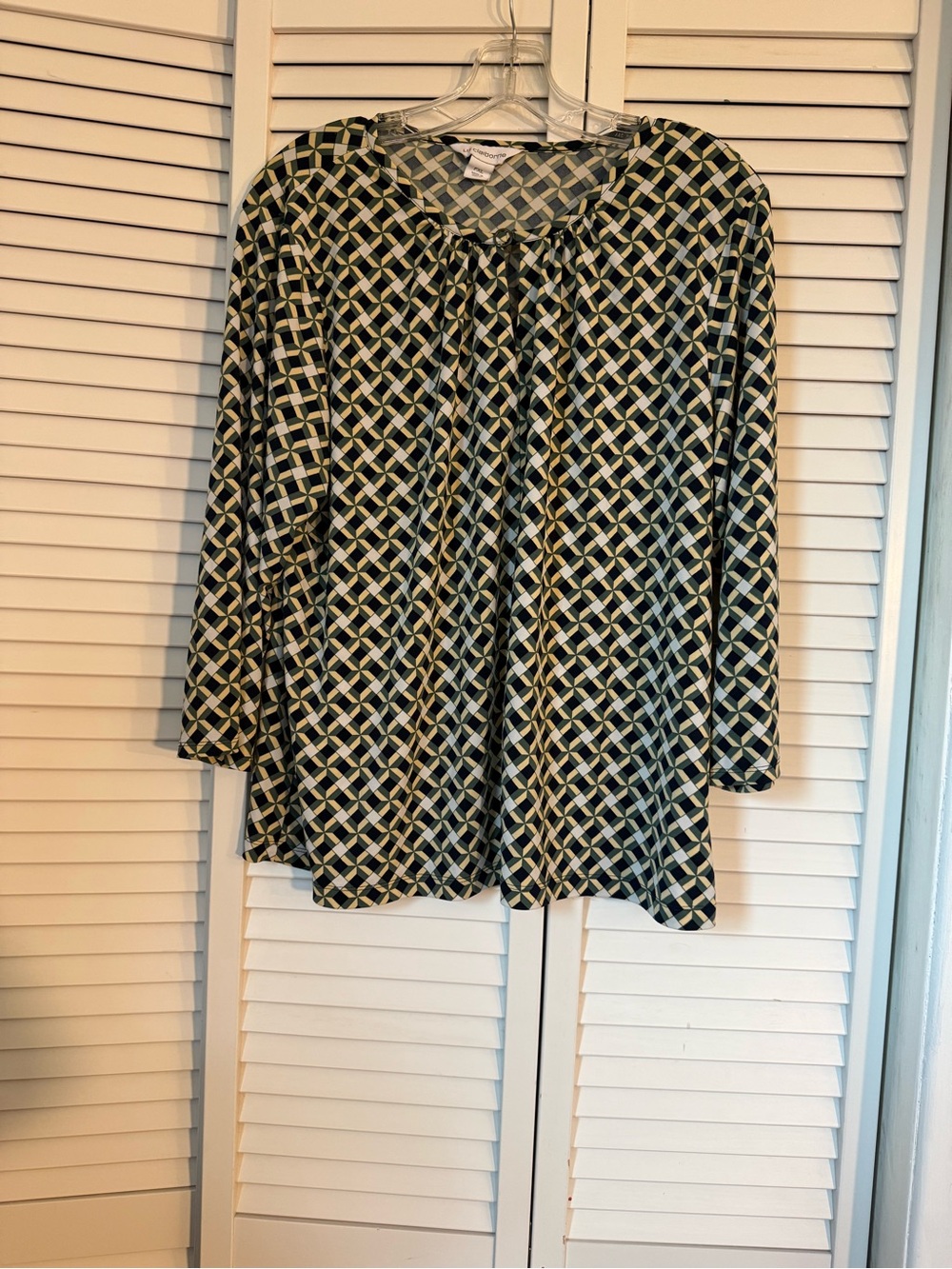 Liz Claiborne geometric print 3/4 sleeve blouse petite XL